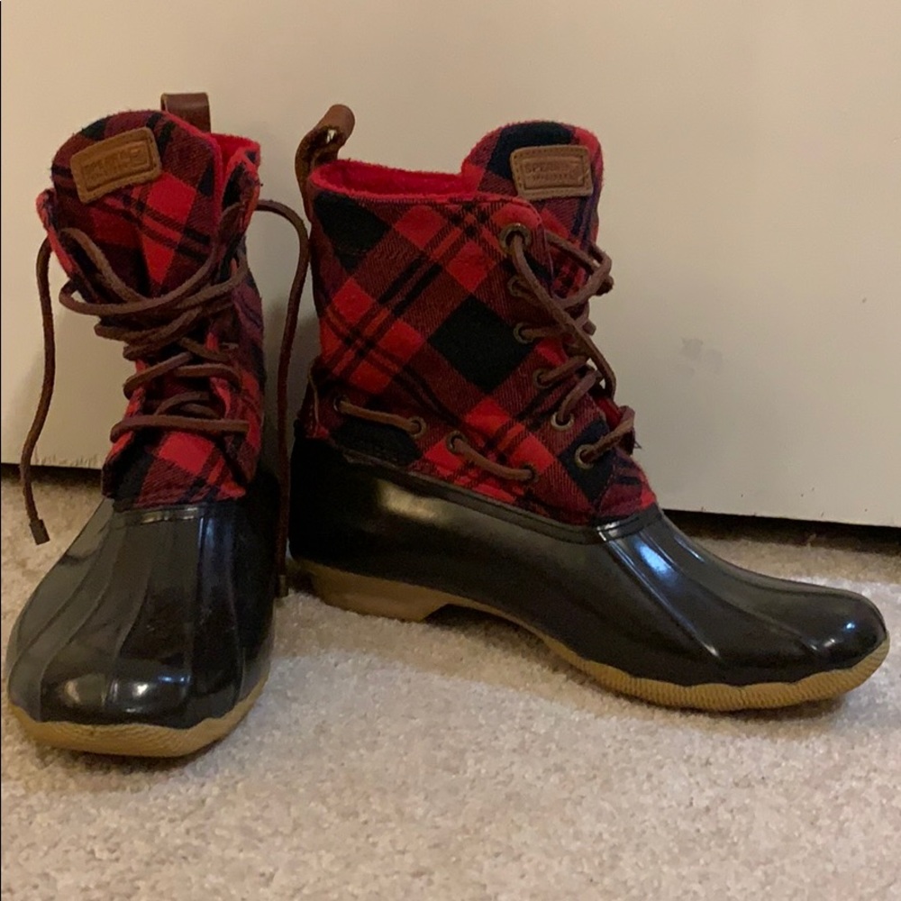 Sperry Buffalo plaid duck boots